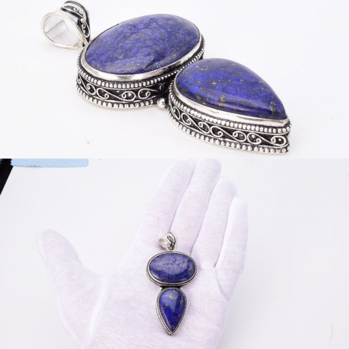 Pandantiv argint filigran cu lapis lazuli x 2 [2]
