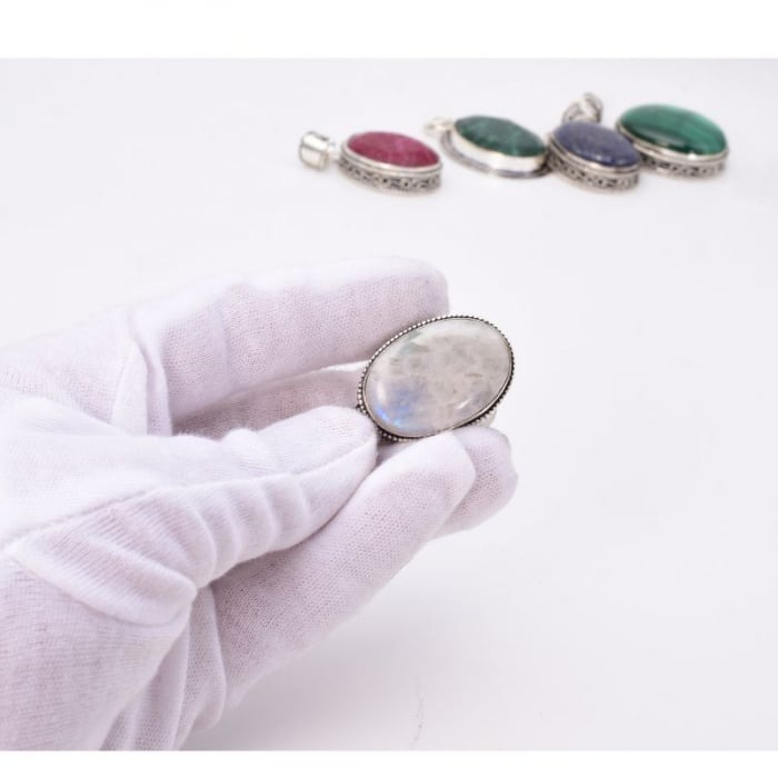 Pandantiv argint filigran cu piatra lunii oval mare [2]