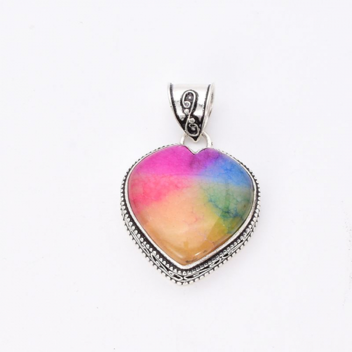 Pandantiv argint inima cuart solar curcubeu [4]
