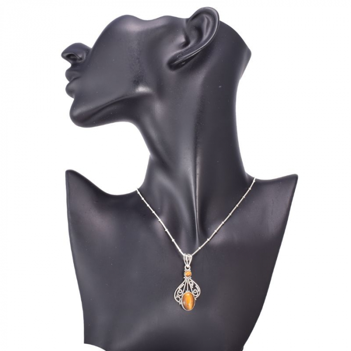 Pandantiv argint filigran cu doua pietre ochi de tigru [3]