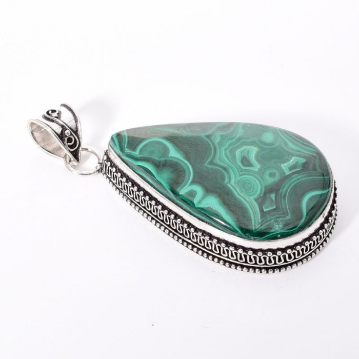 Pandantiv argint filigran statement cu malachit [4]