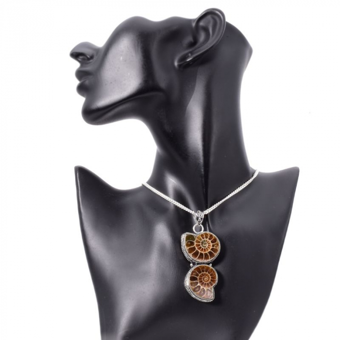 Pandantiv argint filigran statement cu amonit [2]