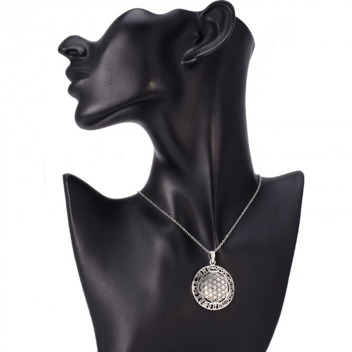 Pandantiv argint Floarea Vietii si Zodiac 3,3 cm [4]