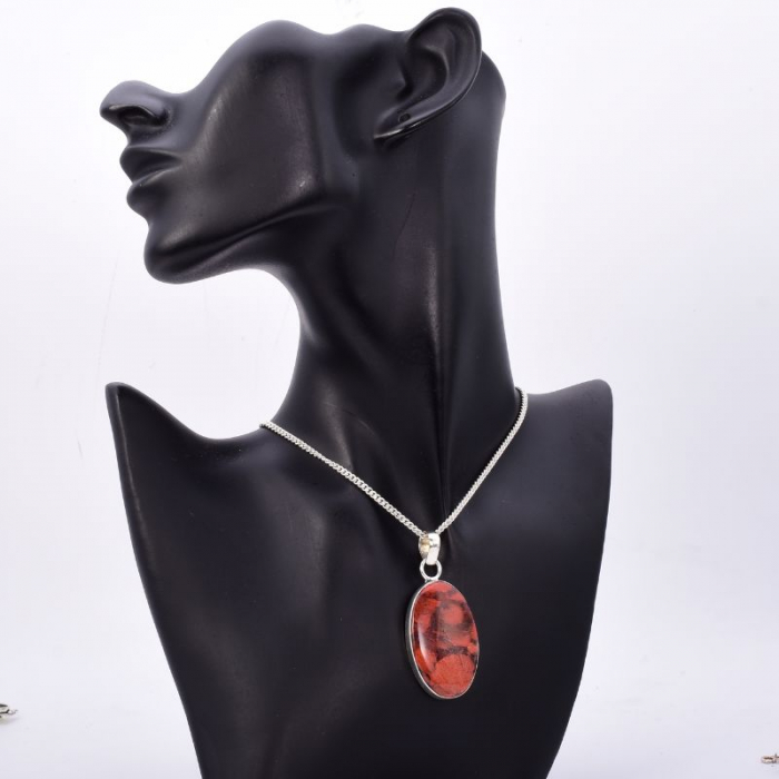 Pandantiv argint jasp rosu oval [2]