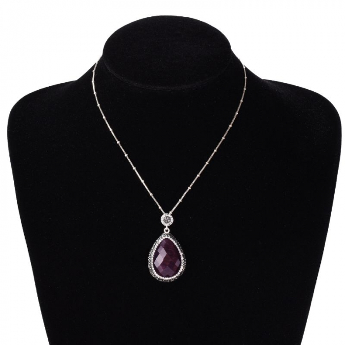 Pandantiv argint - ochi de pisica violet CZ [4]