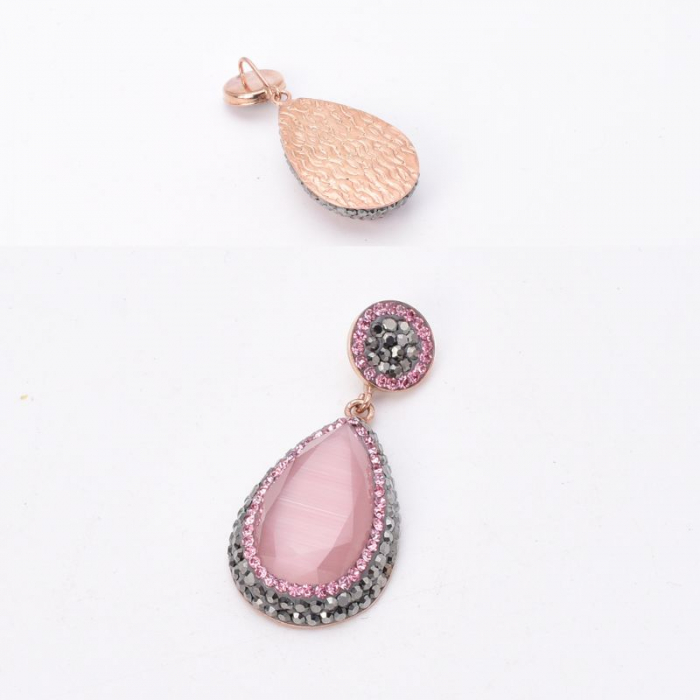 Pandantiv argint placat cu aur roz 14 K - ochi de pisica roz [3]