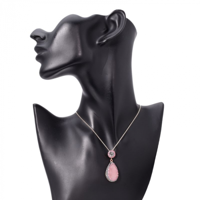 Pandantiv argint placat cu aur roz 14 K - ochi de pisica roz [2]