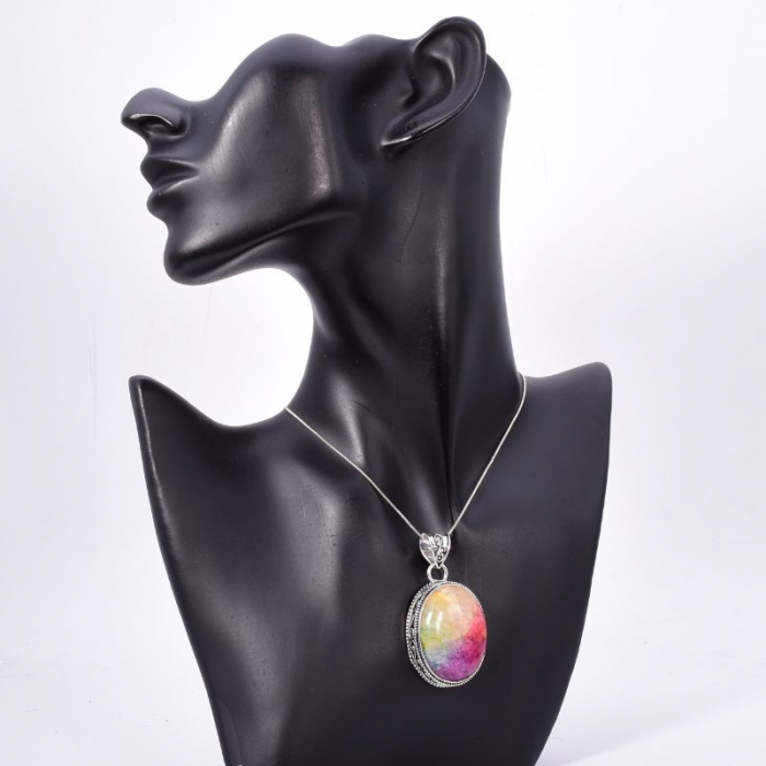 Pandantiv argint rawa cuart solar curcubeu [2]