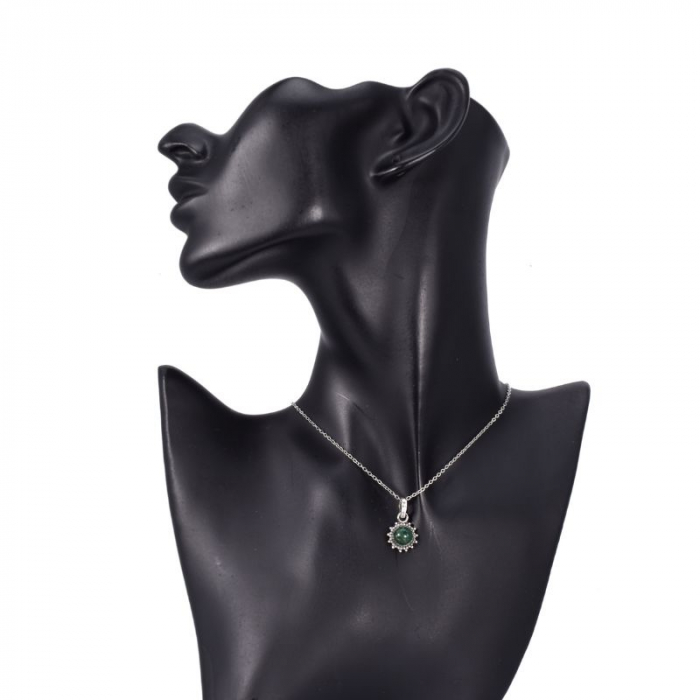 Pandantiv argint Soare cu jad verde nefrit [3]