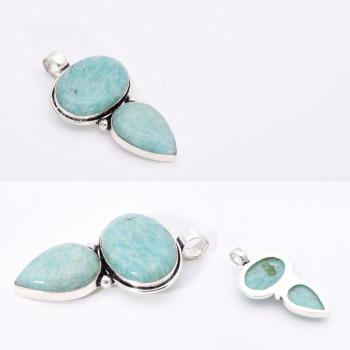 Pandantiv argint statement duo amazonit [4]