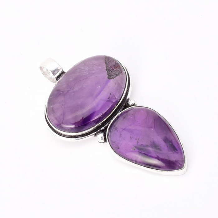 Pandantiv argint statement duo ametist [4]