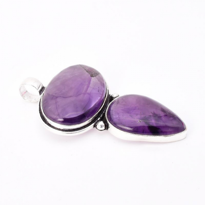 Pandantiv argint statement duo ametist [5]