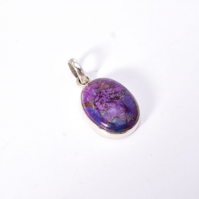 Pandantiv turcoaz cupru violet din argint handmade [3]
