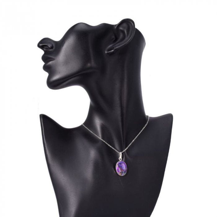Pandantiv turcoaz cupru violet din argint handmade [2]