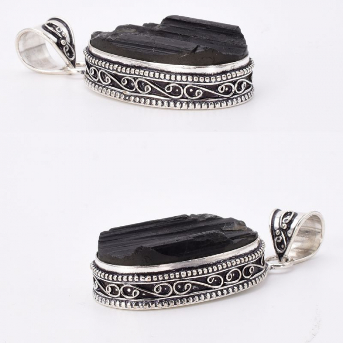 Pandantiv cu turmalina neagra din argint filigran Umbra Protectoare [3]