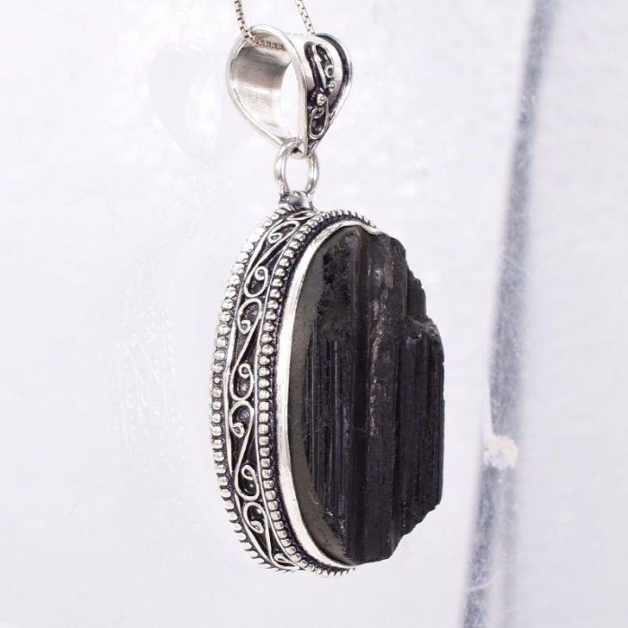 Pandantiv cu turmalina neagra din argint filigran Umbra Protectoare [4]