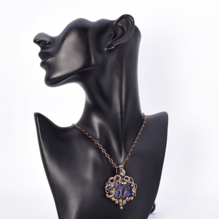 Pandantiv cupru cu lapis lazuli Copacul Vietii [2]