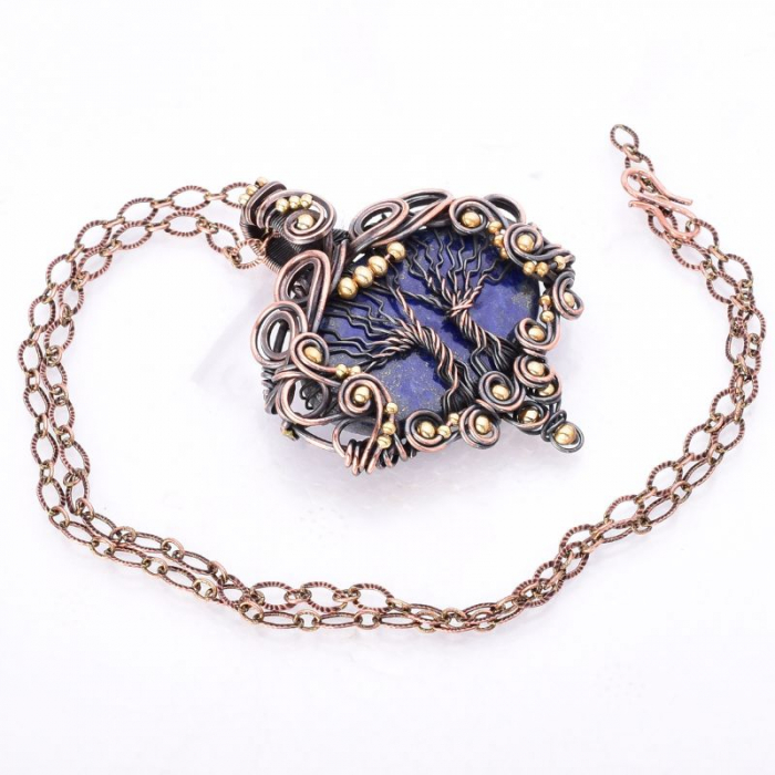 Pandantiv cupru cu lapis lazuli Copacul Vietii [4]
