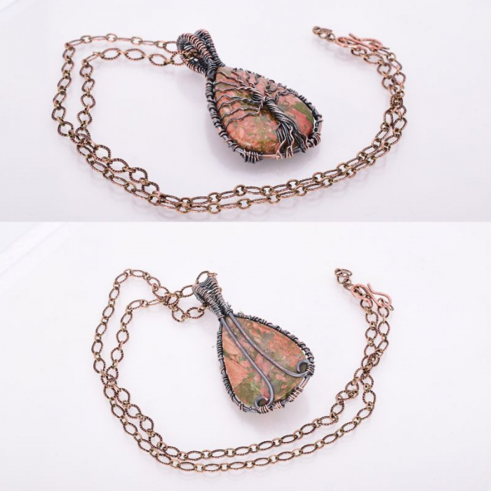 Pandantiv cupru cu unakit para Copacul Vietii [3]