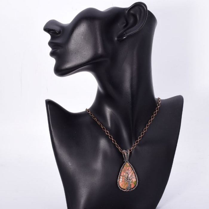 Pandantiv cupru cu unakit para Copacul Vietii [2]