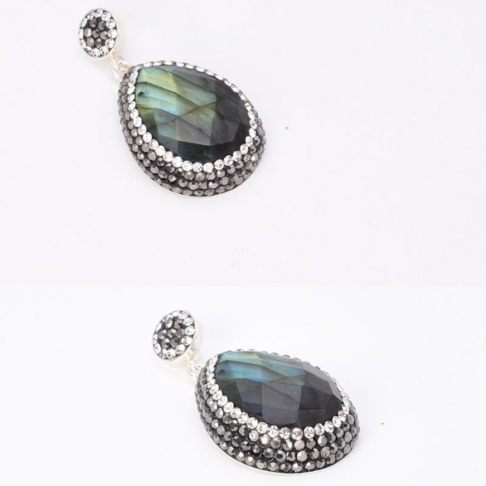 Pandantiv de argint cu labradorit, hematit, CZ [4]