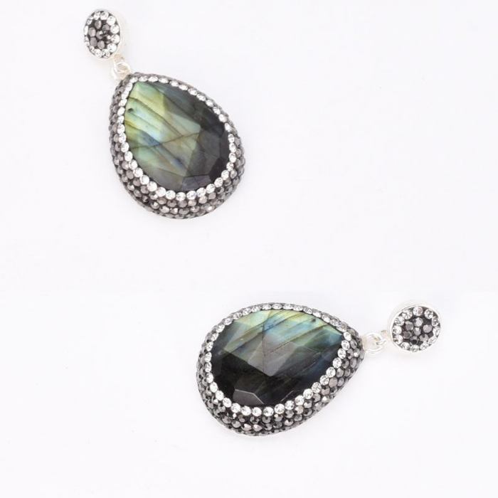 Pandantiv de argint cu labradorit, hematit, CZ [5]