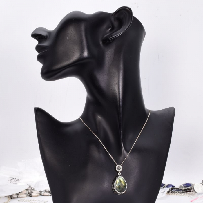 Pandantiv de argint cu labradorit, hematit, CZ [2]