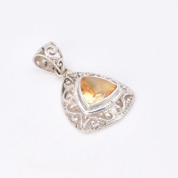 Pandantiv de argint filigran cu citrin triunghiular [3]