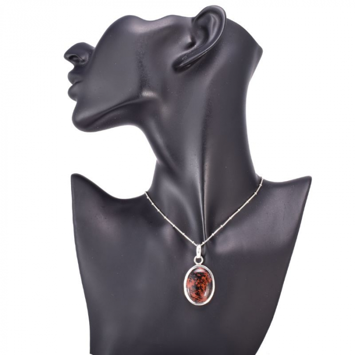 Pandantiv de argint obsidian mahon oval [4]