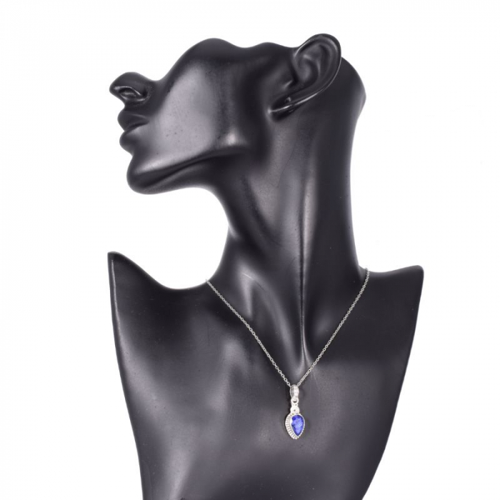 Pandantiv de argint, safir albastru, forma para, model rawa [3]