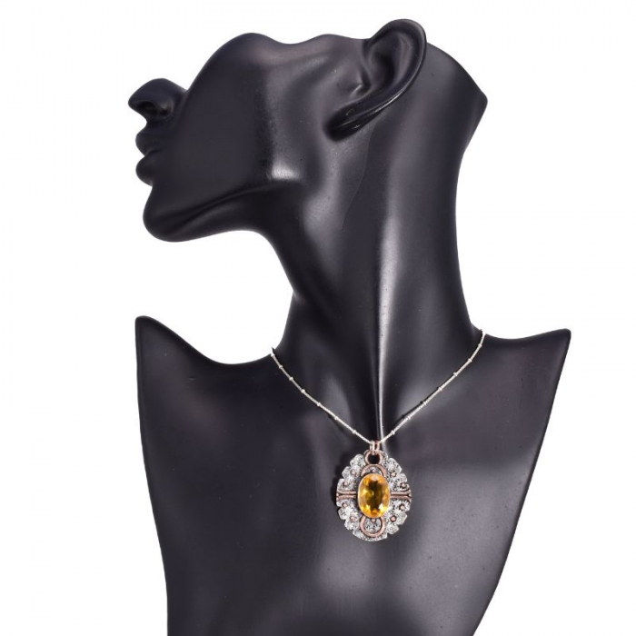 Pandantiv din argint cu piatra citrin, stil vintage [3]