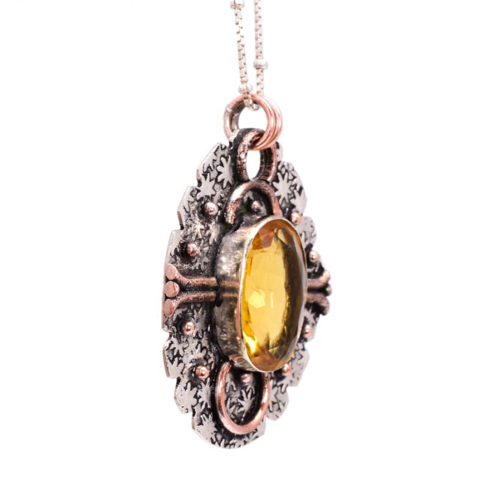 Pandantiv din argint cu piatra citrin, stil vintage [2]