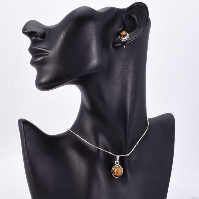 Set argint Cadou Pentru Ea cu ochi de tigru [3]