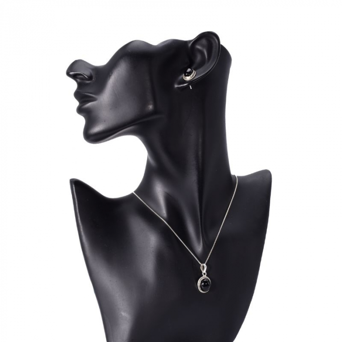Set argint Cadou Pentru Ea cu piatra onix negru [3]