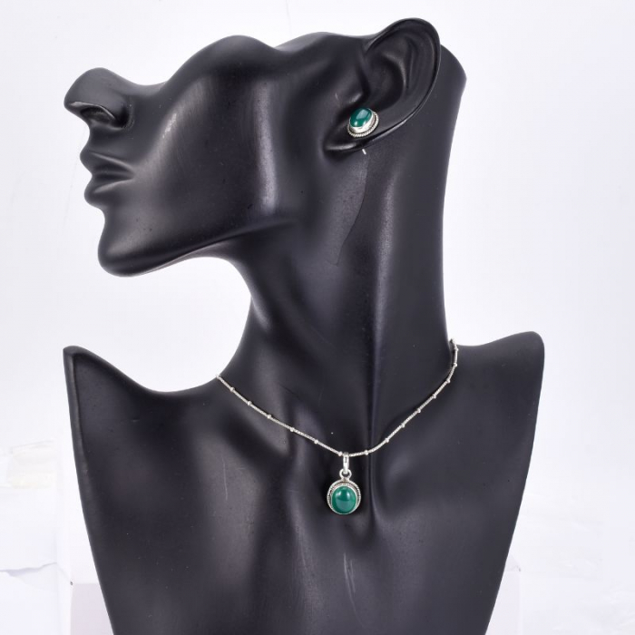 Set argint Cadou Pentru Ea cu piatra onix verde [3]