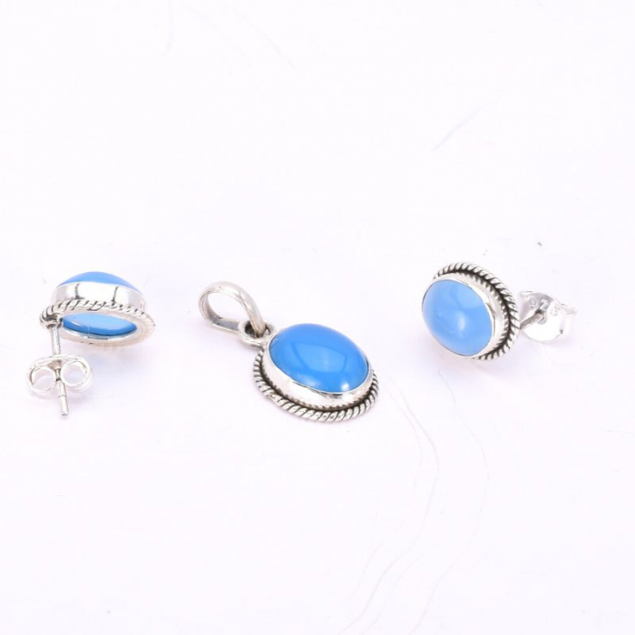 Set argint cu pietre calcedonia [2]