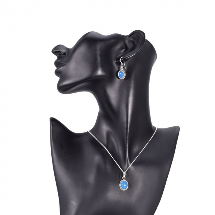 Set argint calcedonia Funie Rasucita - cercei, pandantiv, lantisor [3]