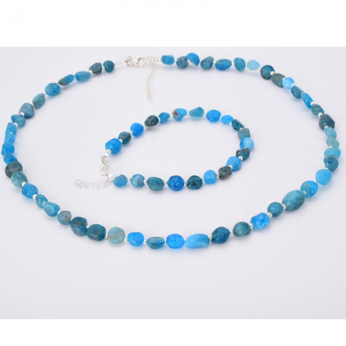 Set argint cu apatit - colier, bratara Azur [3]