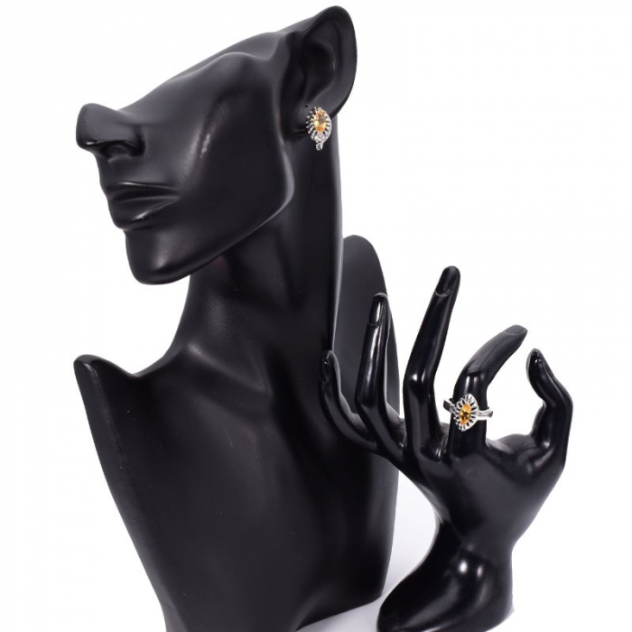 Set argint cu citrin - cercei si inel [2]