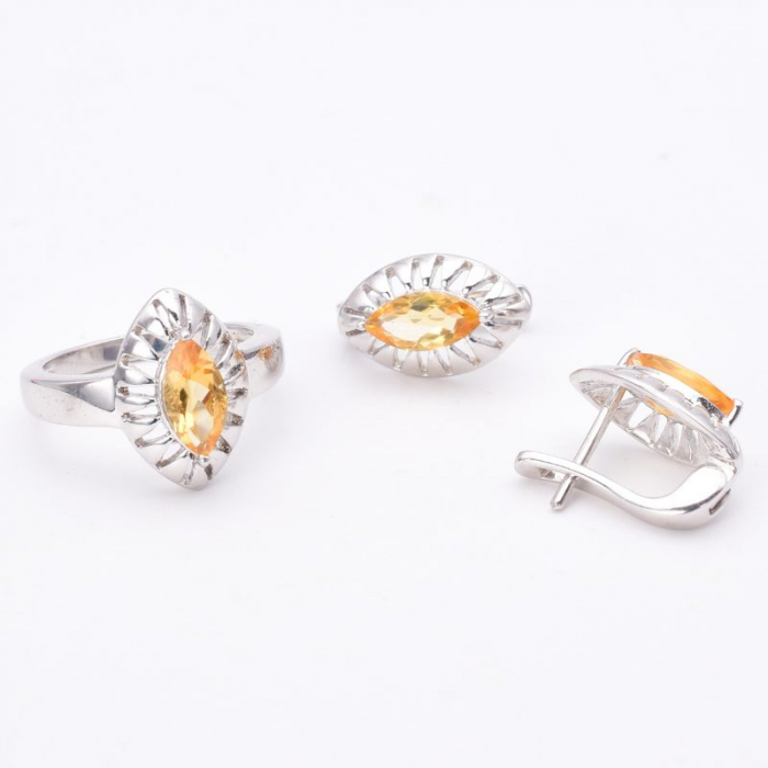 Set argint cu citrin - cercei si inel [3]