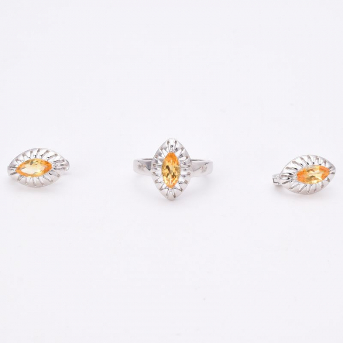 Set argint cu citrin - cercei si inel [4]