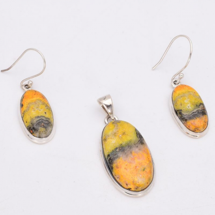 Set argint cu jasp bondar - cercei, pandantiv [2]