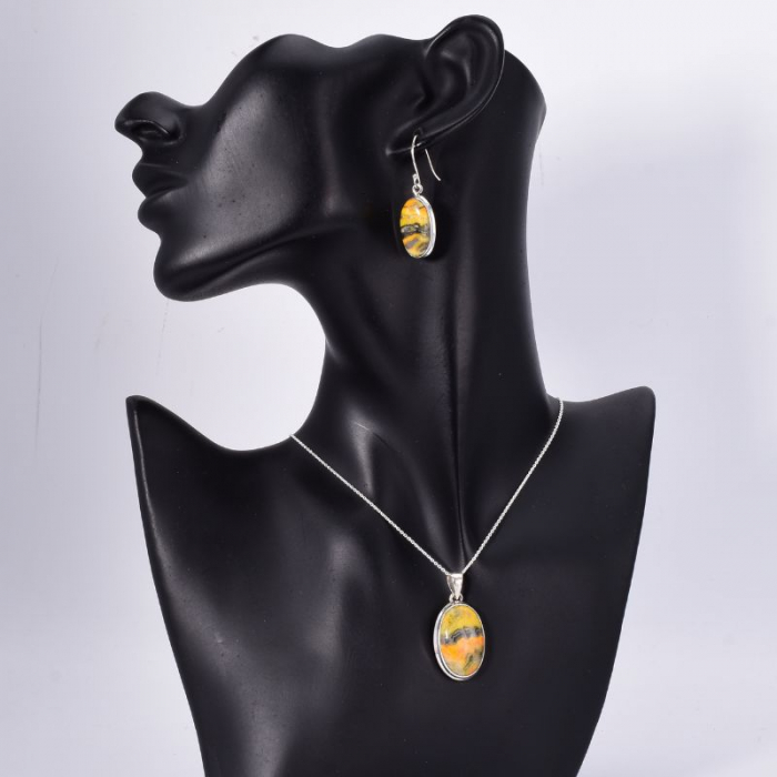 Set argint cu jasp bondar - cercei, pandantiv, lantisor [3]