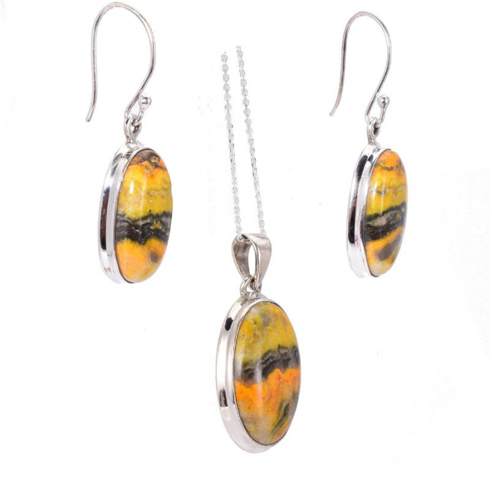 Set argint cu jasp bondar - cercei, pandantiv, lantisor [2]