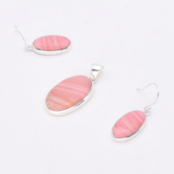 Set argint cu opal autralian roz - cercei, pandantiv [2]