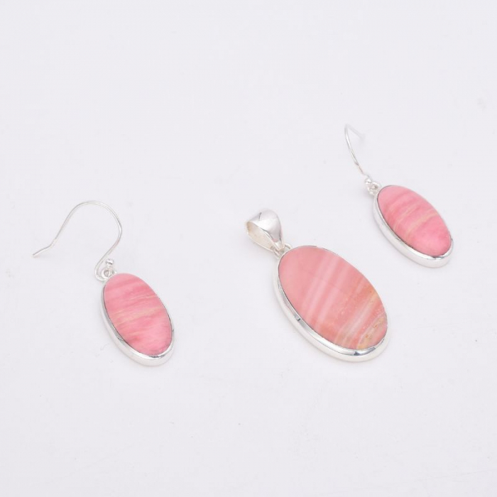 Set argint cu opal autralian roz - cercei, pandantiv [3]