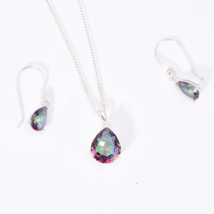 Set argint cu topaz mistic - cercei, pandantiv, lantisor [5]