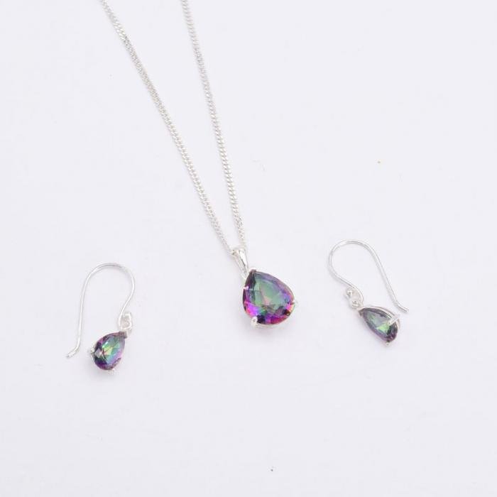 Set argint cu topaz mistic - cercei, pandantiv, lantisor [4]