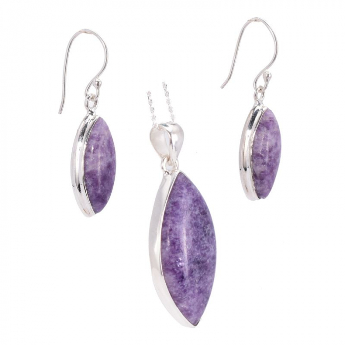 Set argint dama cu lepidolit - cercei, pandantiv, lantisor [2]