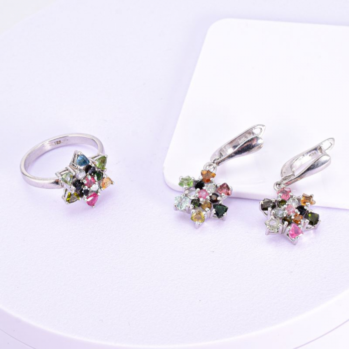 Set argint dama cu turmalina multicolora [2]